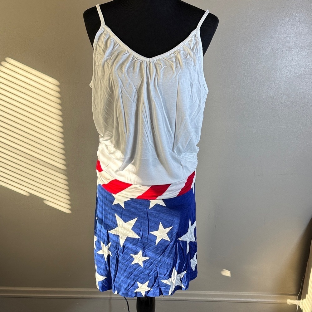 Lascana for Venus Casual Tank Dress Patriotic Adjustable Straps Above Knee NEW